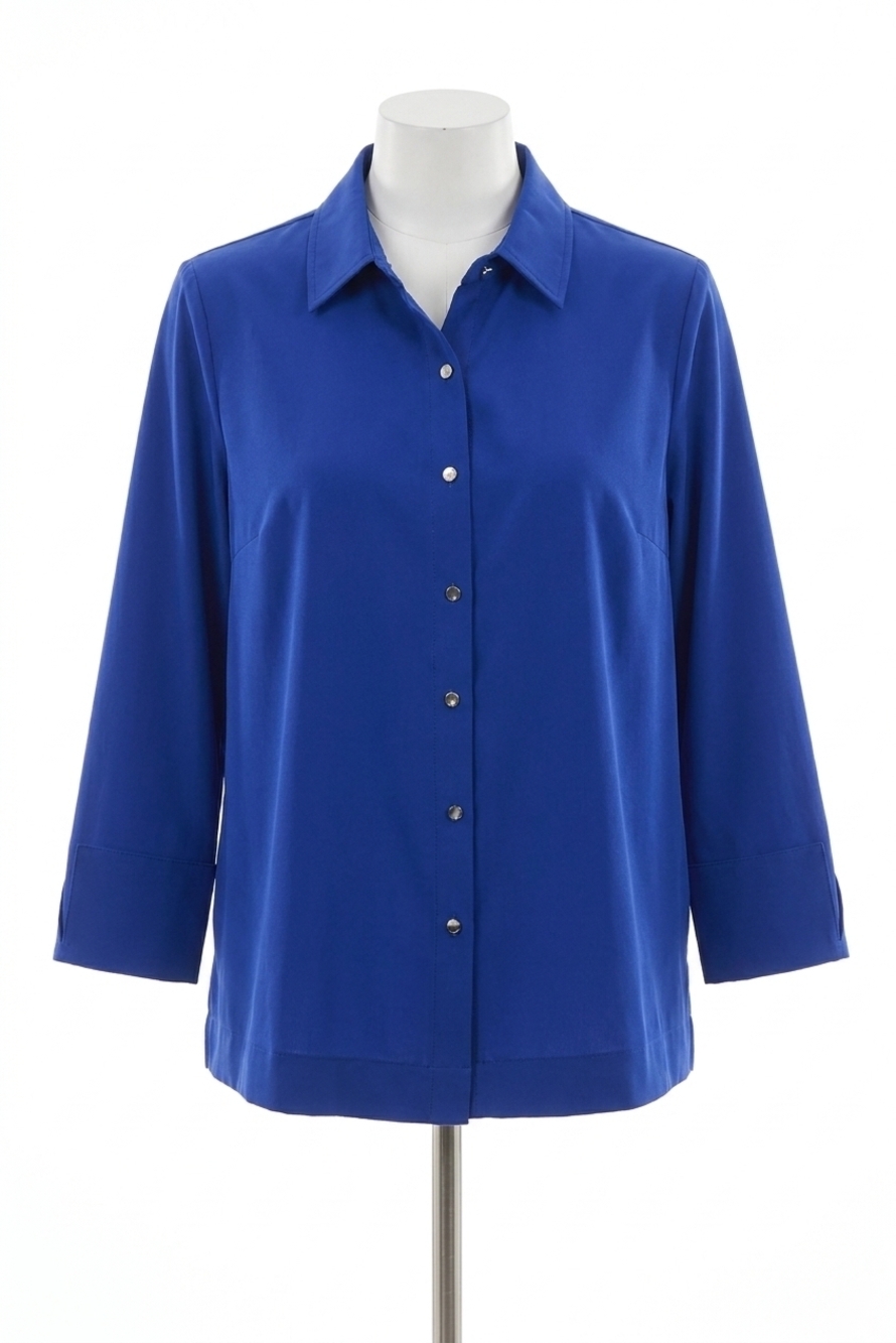 NEW JOSEPH RIBKOFF poplin button-front back slit sleeves top in royal sapphire